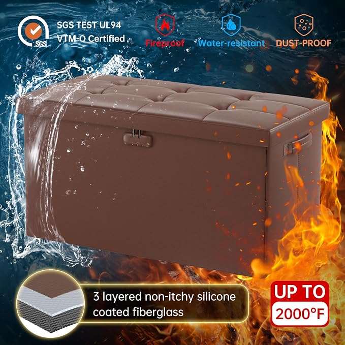 ENGPOW Storage Ottoman Bench, Fireproof Folding Bench - Image 7