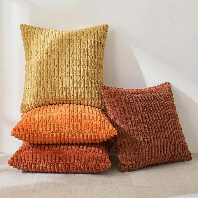 Fancy Homi Set of 4 Burnt Orange Fall Boho Decorative Throw Pillow Covers 26x26 - Image 2