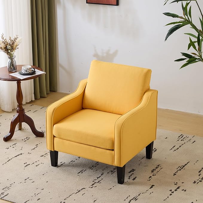 VINGLI Accent Chair for Living Room Chairs Yellow Reading Chair for Bedroom - Image 2