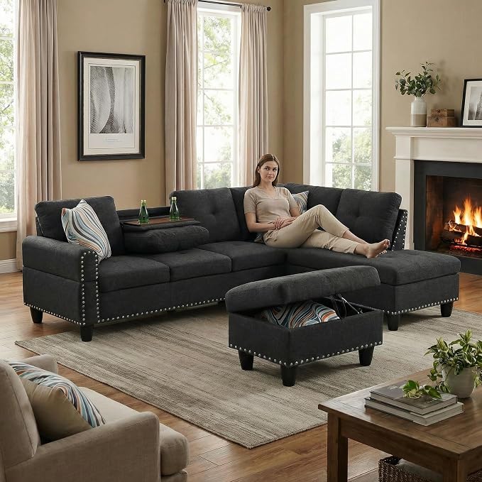 97.5" L Shaped Couch Set, Modular Sectional Couches - Image 9