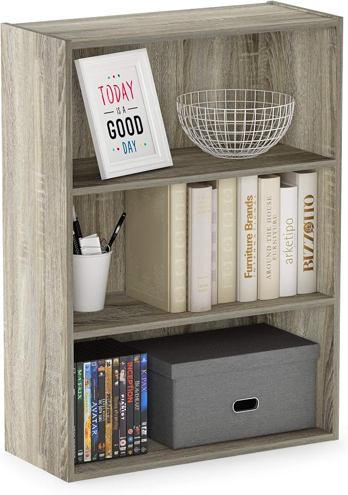 Furinno PASIR Book Shelf, 3-Tier Bookshelf, Storage Shelves Bookcase, 9.7 x by Furinno-FitsYourSpaceFitsYourBudget