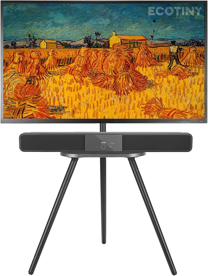 Tripod Easel TV Stand for 43–65 Inch TVs, Height Adjustable Swivel Floor TV by ECOTINY