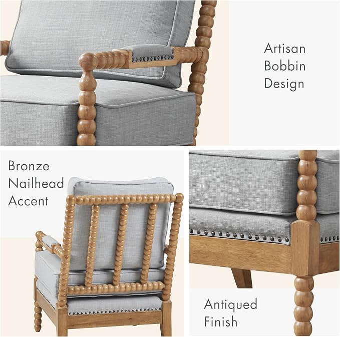 Madison Park Donohue Midcentury Modern Accent Chairs Padded Solid Wood Armrest - Image 5