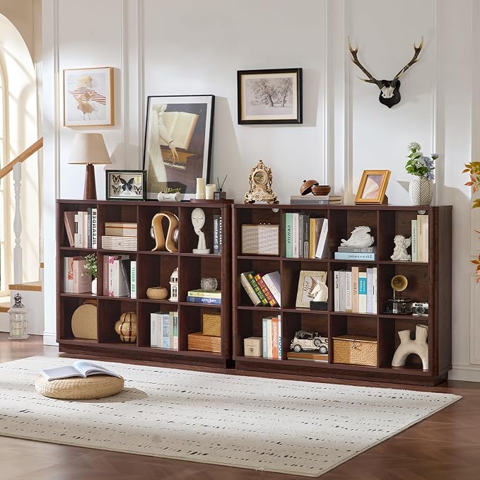 Joaxswe 12 Cube Storage Organizer, Wood Floor Standing 3-Tier Cubby Bookcase - Image 2