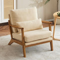 Karl home Accent Chair Wide Armrest Mid-Century Lounge Chair Teddy Fleece by Karlhome