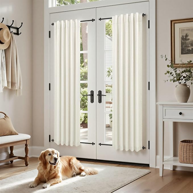 Pitalk 72 Inch Curtains for Living Room Black Out Linen Back Tab Loops Room - Image 2