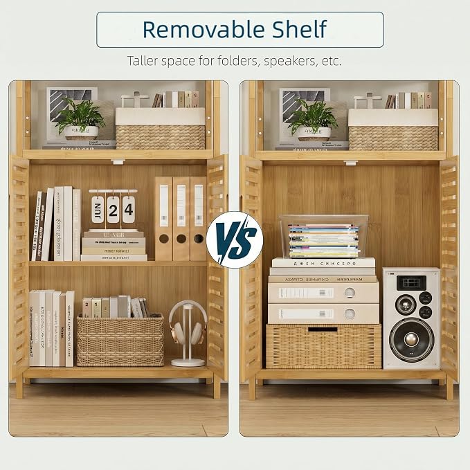 HIFIT 2 Set Tall Shelf Unit Bamboo Storage Cabinet - Image 7