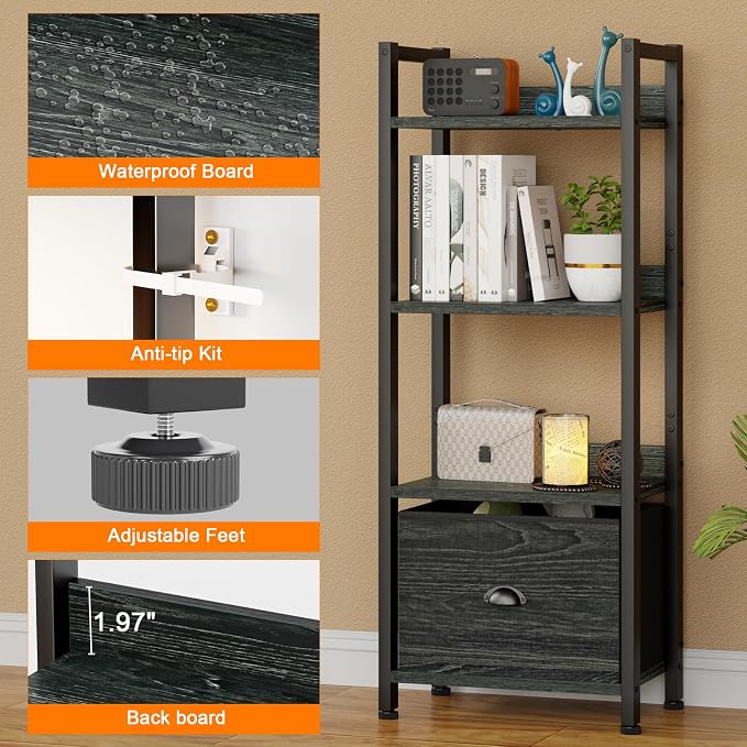 Furologee 4 Tier Bookshelf - Image 5