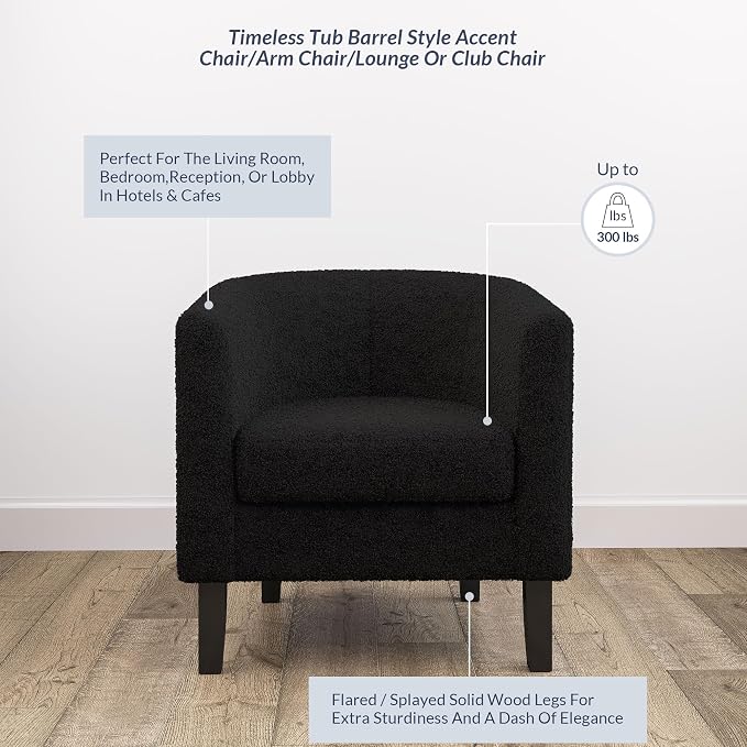 BELLEZE Living Room Chair, Teddy Polyester Accent Barrel Chair, Club Tub Sofa - Image 3