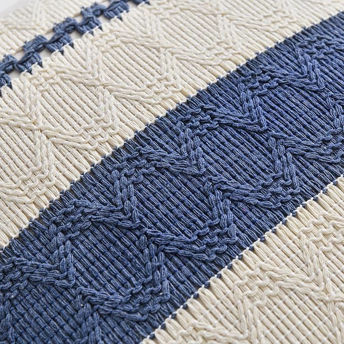 Fancy Homi Set of 1 Dusty Blue Vintage Long Lumbar Decorative Throw Pillow - Image 4