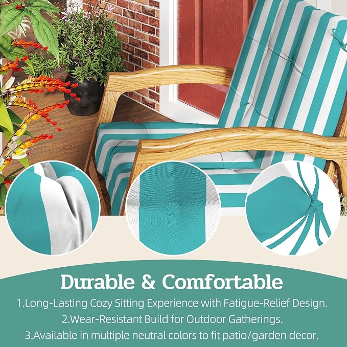 Outdoor Chair Cushion, High Back Soft Seat Pad, Indoor Outside Use, - Image 5