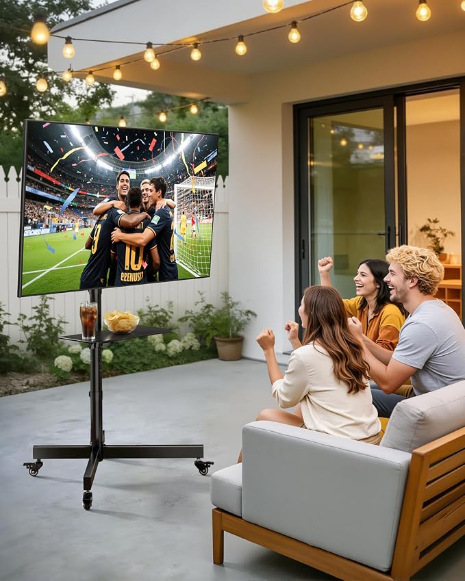 Heavy-Duty Rolling TV Stand for 23”-60” Screens—Supports 121 lbs, Stable Mobile - Image 8