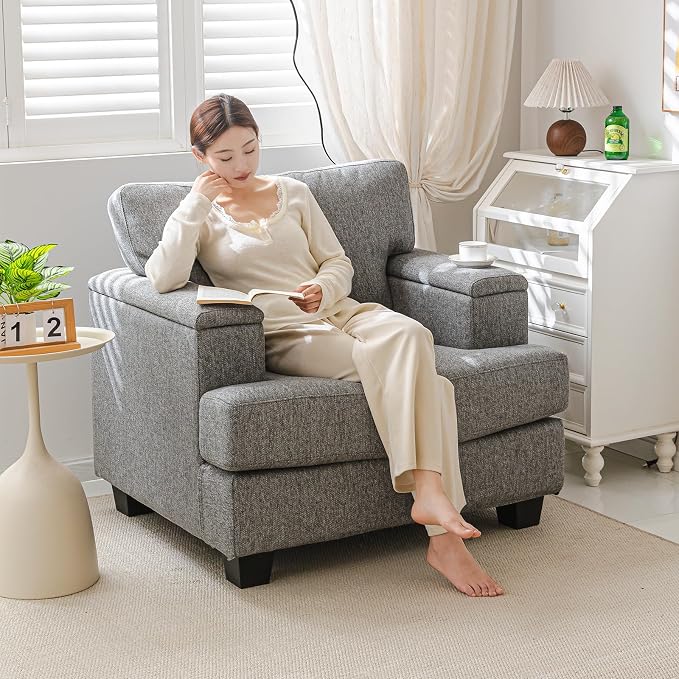 Oversized Accent Chair with Armrest Organizer, Comfy Living Room Chairs with - Image 3