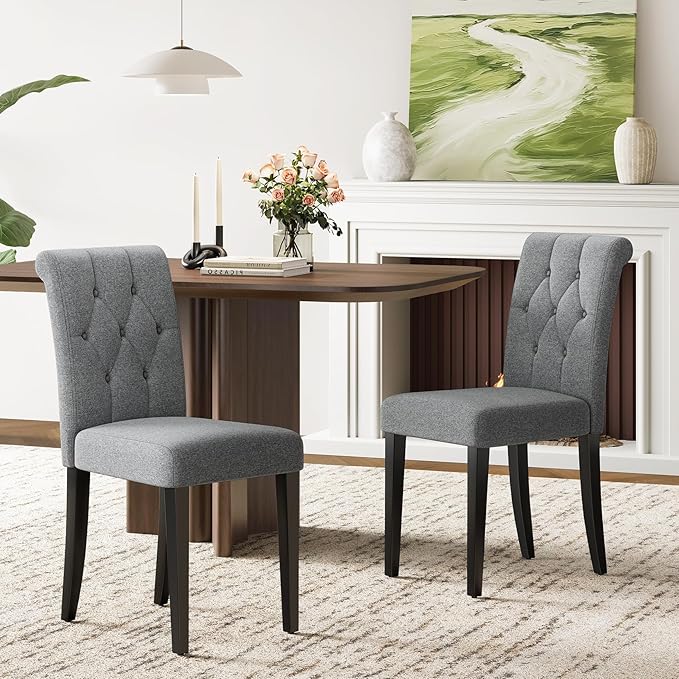Welzona Upholstered Dining Chairs Set of 4, Button Tufted Parsons Dining Chair - Image 6