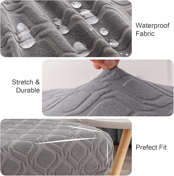 Genina Waterproof Chair Covers for Dining Room, Stretch Jacquard Dining Chair - Image 3