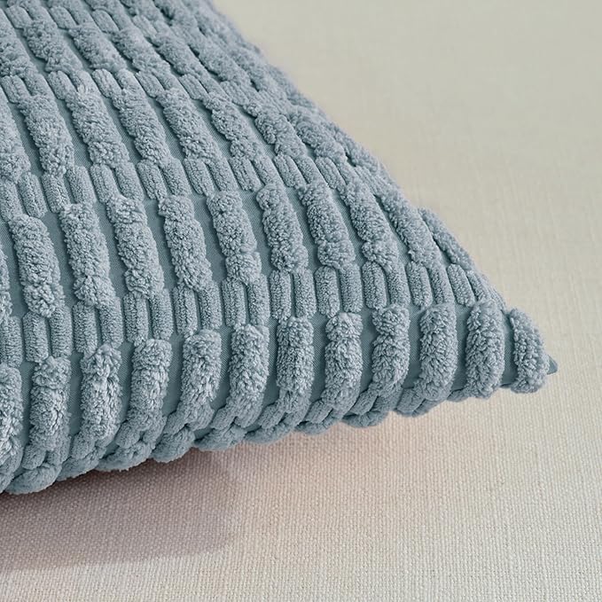 Fancy Homi 4 Packs Boho Light Blue Decorative Throw Pillow Covers 12x24 Inch - Image 4