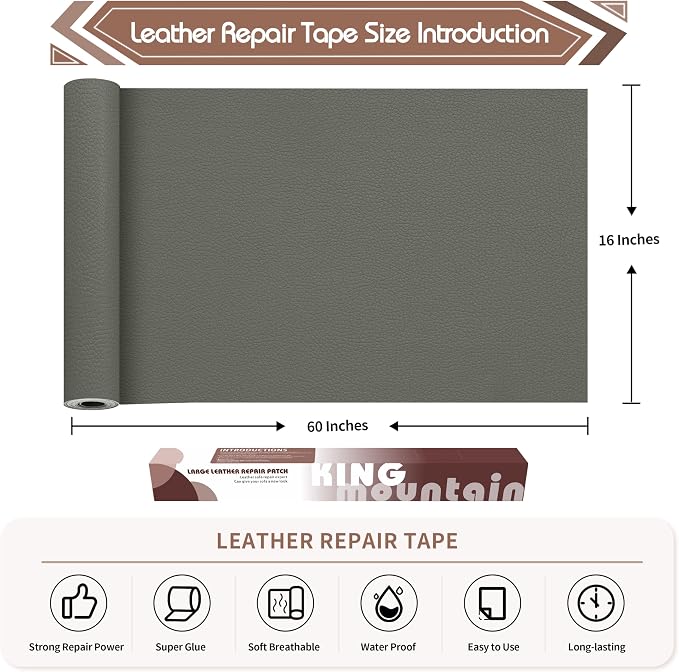 KING MOUNTAIN Leather Repair Tape, 16 x 60 Inches, Self-Adhesive, Waterproof - Image 4