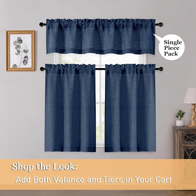 OWENIE Navy Blue Valances for Windows 1 Pcs 24 Inch Length, Light Filtering - Image 6