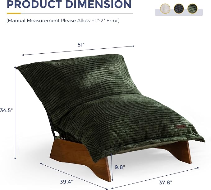 MAXYOYO Adjustable Living Room Chair, Convertible Bean Bag Chair & Recliner - Image 2