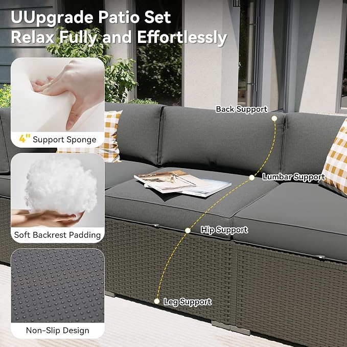 Aoxun Patio Furniture Set with Fire Pit Table, 12 Piece Outdoor Sectional Sofas - Image 2