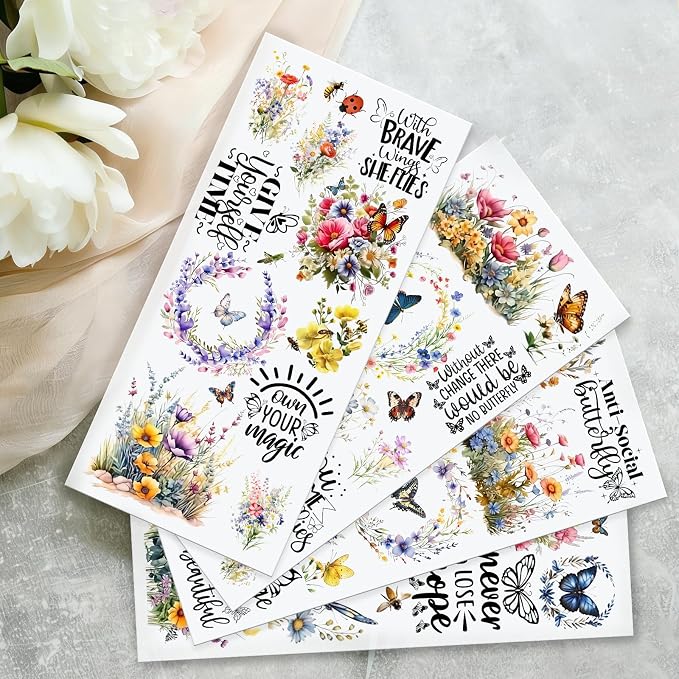 4 Sheets Rub on Transfers for Crafts, Flowers and Butterflies Furniture - Image 5