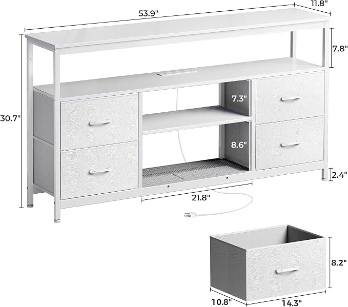 Huuger TV Stand Dresser with Power Outlets and LED Lights, 4 Drawers - Image 8