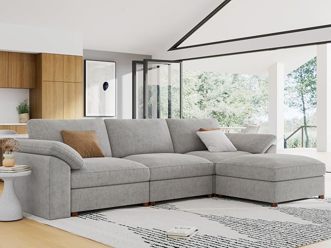 EASE MOOSE Oversized L Shape Sectional Modular Sofa, Wide Deep seat Sectional by EASEMOOSE