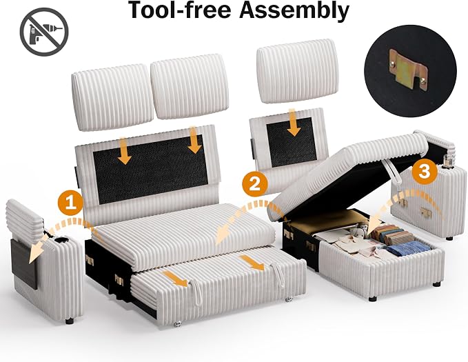 Vipbear 86" Modular Sectional Sleeper Sofa - Image 4