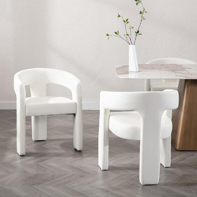 RIVOVA Modern Barrel Dining Chairs Set of 5, PU Leather Upholstered Accent Side - Image 3