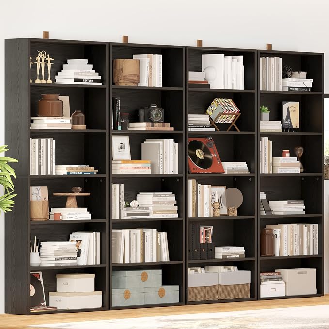IRONCK Bookshelves and Bookcases Set of 2 Floor Standing 6 Tiers Display - Image 2