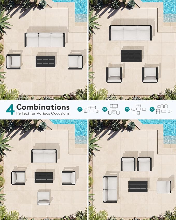 SERWALL HDPE Patio Conversation Set, 6-piece Sectional Outdoor Furniture Set - Image 8