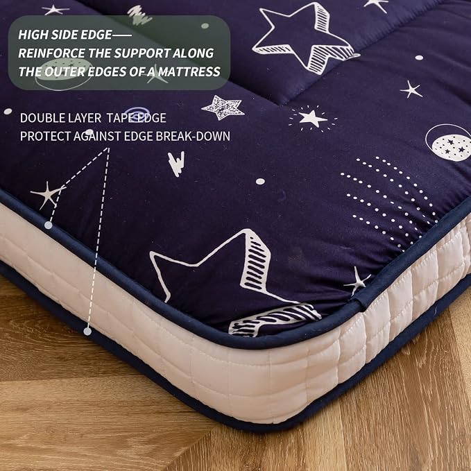 MAXYOYO Navy Star Futon Mattress, Padded Japanese Floor Mattress Quilted - Image 6
