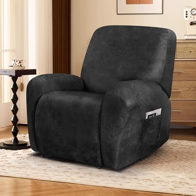 ANARACHON Leather Look Recliner Chair Covers, 4-Pieces Stretch Recliner Cover - Image 6