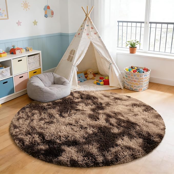 Fluffy Round Rug, Soft Area Rugs - Image 6