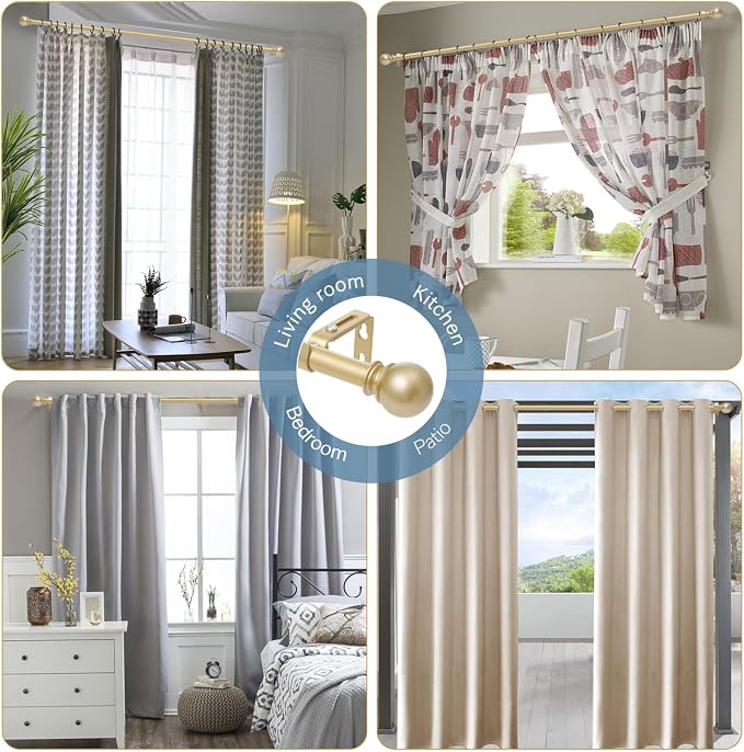 Gold Curtain Rods for Windows 28 to 48 Inch, 2 Pack 5/8" Diameter Heavy Duty - Image 6