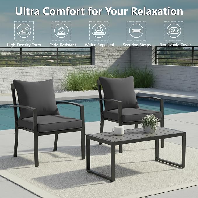 19x19 Inch Patio Chair Cushions Set of 2, Outdoor Furniture Cushions - Image 2