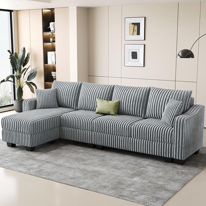 Belffin Sectional Couch with L-Shape Chaise L Shaped Couch with Ottoman by Belffin
