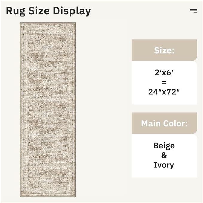 Runner Rug 2'x6' Washable Non-Slip Runner Rugs - Image 5