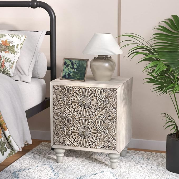 SUNBURY Nightstand w 2 Drawers, End Table Living Room Small Side Table - Image 7
