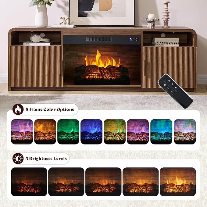 AMERLIFE 70" Fluted Fireplace TV Stand - Image 3