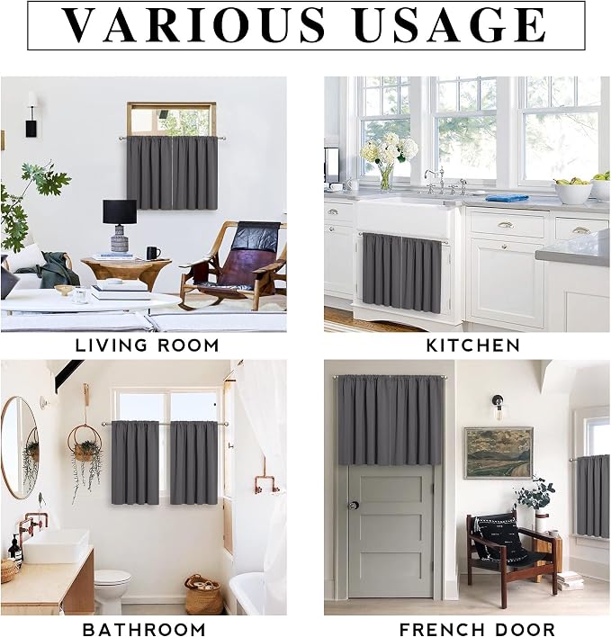 RYB HOME Blackout Privacy Bathroom Window Curtains, Short Thermal Insulated - Image 7