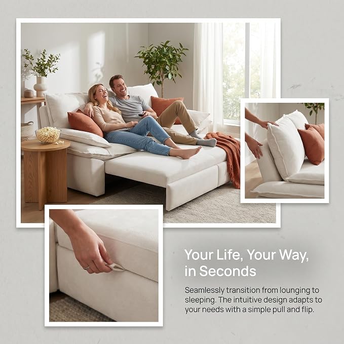 73.2" Sofa Bed Queen, 3-in-1 Pull Out Sofa Bed - Image 9
