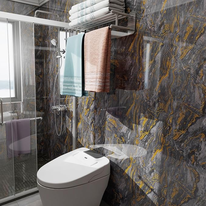 Grey Gold Marble Contact Paper for Countertops A Set of 15.7" X 472"Glossy Peel - Image 8