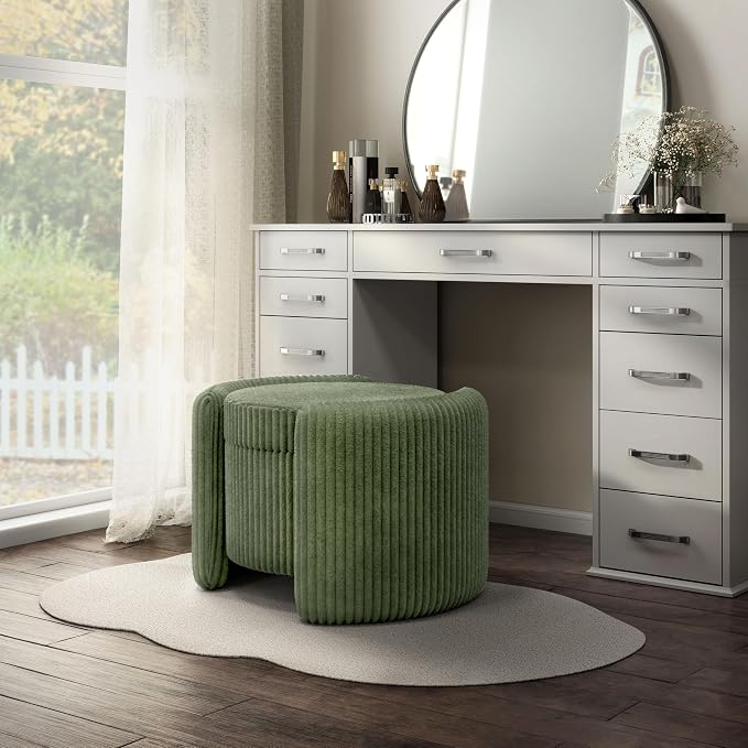 Furniture of America Lennox Modern Chenille 25-inch Round Storage Ottoman - Image 11