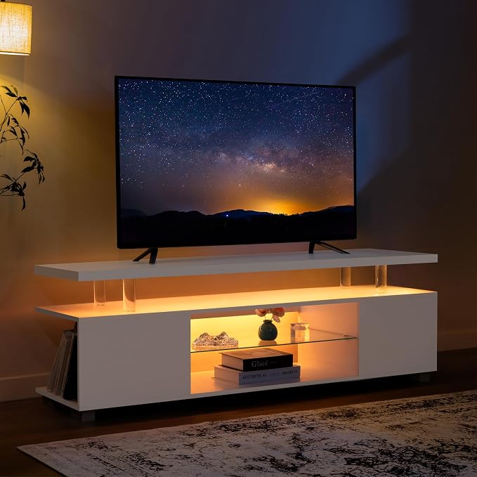 Cubehom White TV Stands for Living Room LED TV Stand Modern TV Stand by Cubehom