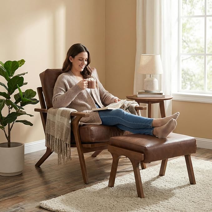 HNY Mid Century Arm Chair, Retro Accent Armchair - Image 8