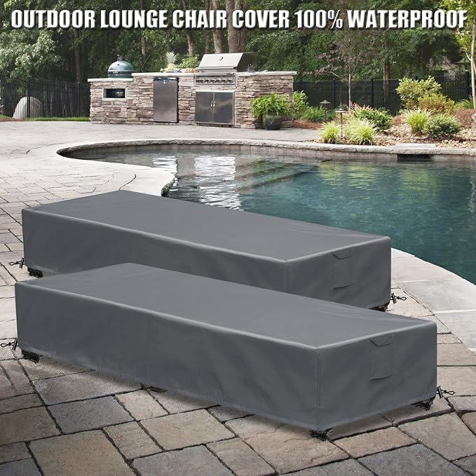 Lounge Chair Covers Outdoor Waterproof Patio Chaise Lounge Cover 600D Weather - Image 5