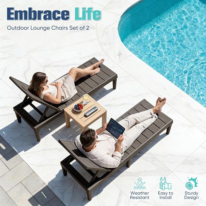 Devoko Outdoor Chaise Lounge Chair Set of 2 - Image 7