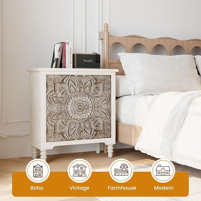 HOMPUS White 3 Drawer Dresser Set 2, Bedside Table Set of 2 - Image 9