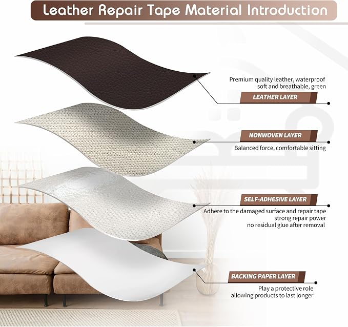 KING MOUNTAIN Leather Repair Patch, 16 x 60 Inches self Adhesive Leather Repair - Image 3